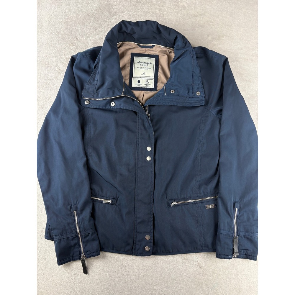 Abercrombie & Fitch Navy Blue Water Resistant Windbreaker Jacket Womens Medium